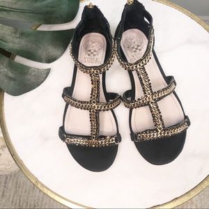 Vince Camuto Rhinestone Black/Gold Sandals Size 6
